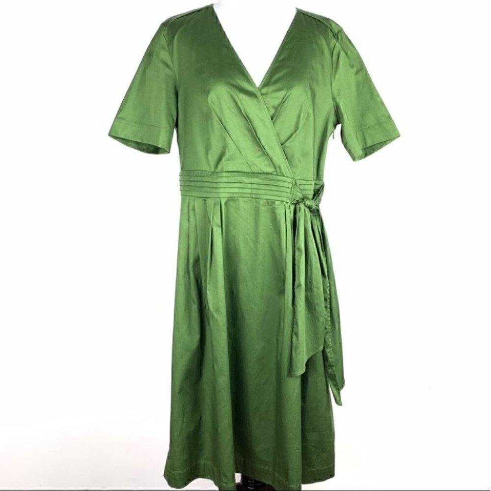 Chadwicks dress size 12 green v-neck faux wrap